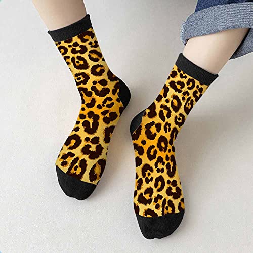 Leopard Print Crew Socks for Woman Size 6-8 Spots Animal Skin Texture Fashion Girls Socks3