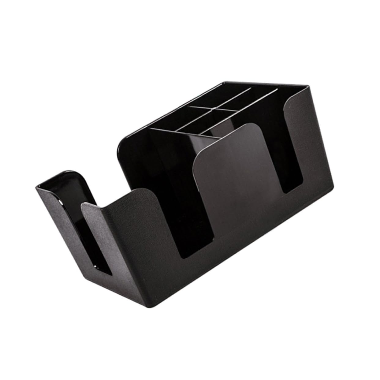 Cabilock Multifunctional Tissue and Straws Holder Plastic Storage Box Compartments for Bars and Tea Shops Easy to Clean Desktop Organizer Black