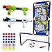 YARD Pistole giocattolo con porta da calcio per bambini, 2 in 1, giochi di tiro con 2 popper Guns 20 palline in gommapiuma, per bersaglio N-Gun giardino, attività all'aperto