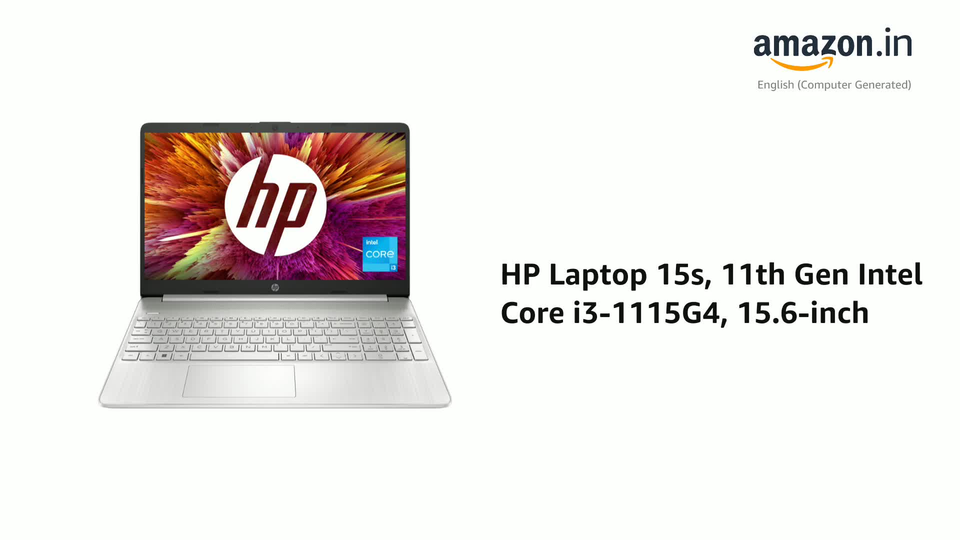 HP Laptop 15s, 11th Gen Intel Core i3-1115G4, 15.6-inch (39.6 cm