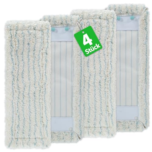 4 Stück Ersatz-Wischbezüge für Leifheit Profi XL Micro Duo / Profi XL Cotton Plus, Bodenwischer Ersatzbezug aus Baumwoll- und Suprafasern Insbesondere für Stein und Fliesen,Starke Wasseraufnahme