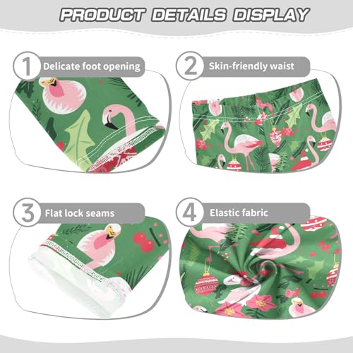 KLL Christmas Pattern with Pink Flamingo Little Girls Basic Leggings Casual High Waisted Sweatpants Running3