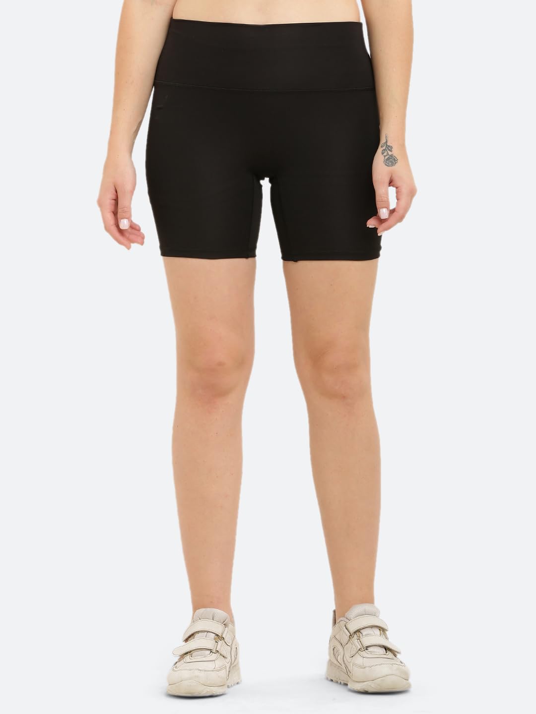 flingr Poly Spandex Women Sport Shorts for Active Wear| Regular Fit for Workout Wear (Medium, Black)-picture-9