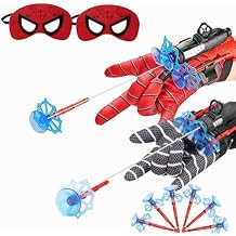 Set of 2 Spider Web Shooters for Wrist Launcher Web Shooter Spider Gloves Web-Shooters fo Favors - Ages 14 + 1, Blue+Red