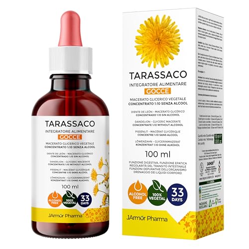 Diente de Leon Gotas 100ml - Detox, Diurético Natural, Vegano, Extracto de Taraxacum 300mg, Sin Alcohol, Producido en Italia con Certificaciones ISO