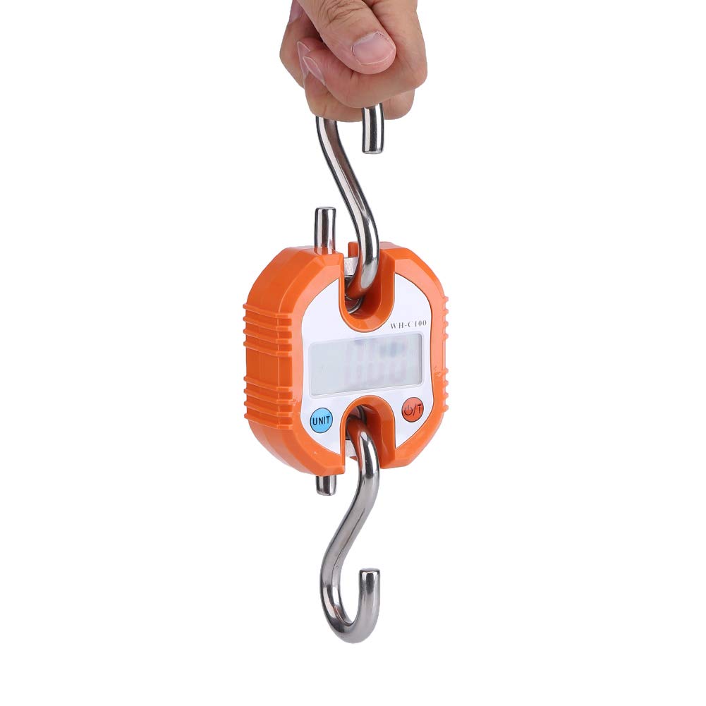 Mini Portable Crane LCD Digital Electronic Hook Hanging Scales Loop Weighing Balance Accurate Compact Portable Lightweight for Outdoor Fishing Orange (Orange)