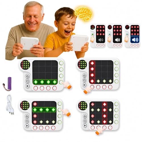 Rechargeable Electronic Brain Game with 300 Original Challenges,Hand held Puzzle Games for Kids Adult Teen Seniors-Road Trip Activities&car&Airplane&Travel Offline Games for Kids 8-12
