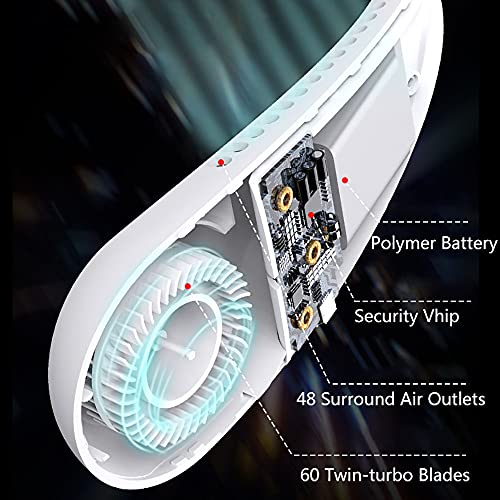 Ventilateur portable de cou rechargeable pour le camping de sport et le bureau blanc - 2