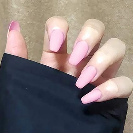 Mayelia Matte Press On Nails Pink Coffin False Nails 24 Pcs Long Fake Nails For Women And Girls Amazon Co Uk Beauty