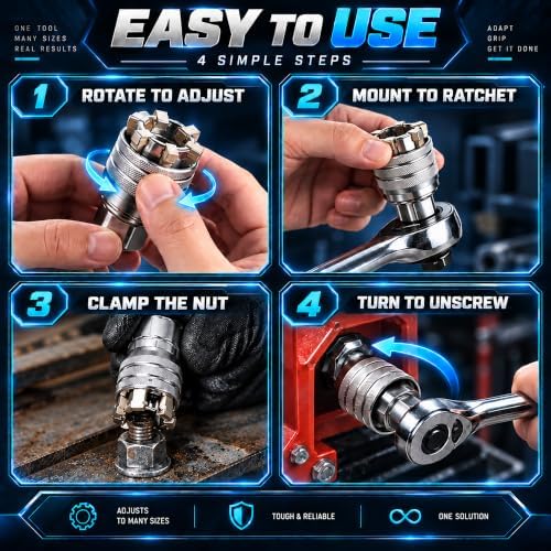 2 Pack Universal Socket Wrench, 10-19mm Adjustable 3/8" Drive Repair Tool — 사진 6