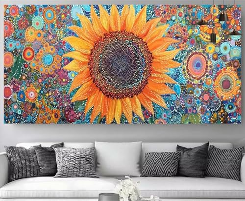 Peinture Diamant Point de Croix Tournesol pour Salon Lumineux