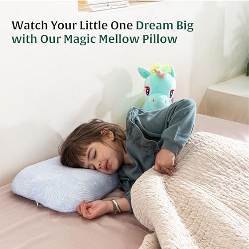 Image of The White Willow Bed Pillow for Kids-Toddler Pillow for 2 Years to 8 Years-Contour Memory Foam Soft Pillow for Sleeping-Small Pillow-Kids Pillow for Girls & Boys-Toddler Pillow-Sky Blue Pillow Cover