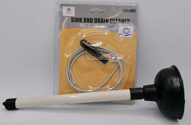 T&B Sink Plunger and Sink Cleaning Snake - Heavy Duty Drain Auger Tool to Easily Clear All Unblocked
