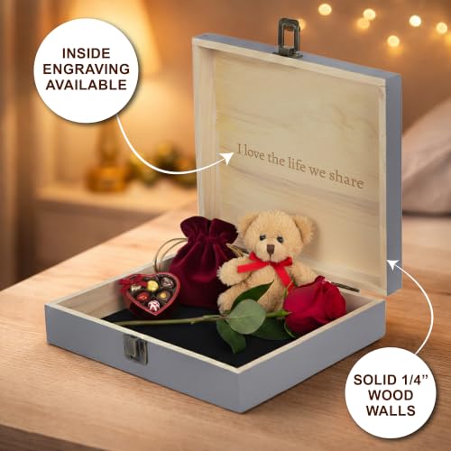 Personalized Anniversary Box, Engraved Wooden Keepsake Box for Couples - Image 4