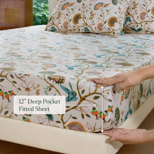 Image of FADFAY Twin XL Sheets Set 4 Piece Floral College Bedding 100% Egyptian Cotton Dorm Room Bedding, Soft Cooling Breathable Dorm Sheets Extra Long with Deep Pocket Luxury Hotel Quality for All Seasons