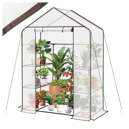 Sekey Gewächshaus 200x145x75 cm, Foliengewächshaus Stabil, Gewächshaus Balkon mit 4 Regalböden für optimales Pflanzenwachstum, Weiß, XL