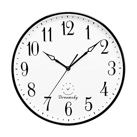 DreamSky 13.5 Inches Extra Large Wall Clock, Non-Ticking Silent Decorative Indoor Kitchen Living Room Round Retro Clock, AA Battery Operated Clocks.