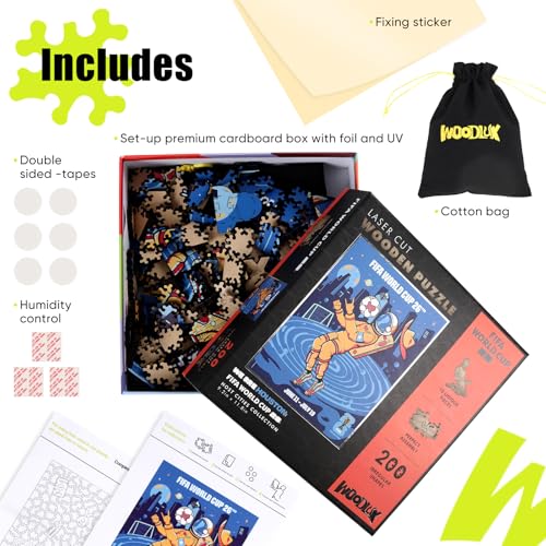 Image of FIFA World Cup 2026 City Puzzle Houston City Poster - Wooden Puzzle for Adult, 200 Pieces Unique Shape Puzzle, 5MM Thick, Creative Collectible Gift for Fans, Officially Licensed Product, 9.3x11.8''