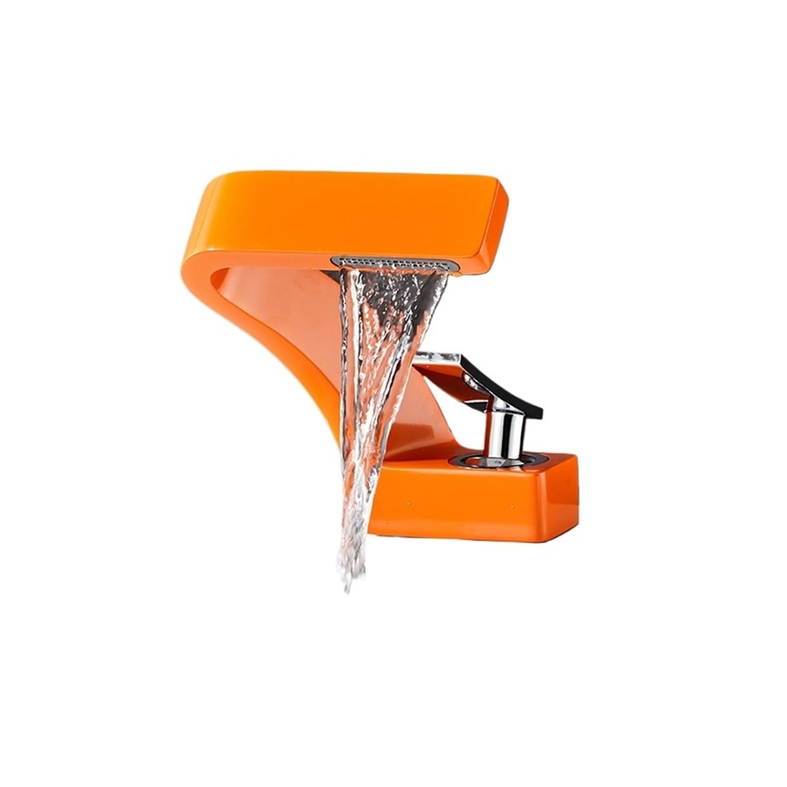 Gqnblvhzupdm Oranje Kitchen Faucets, Chrome White Basin Faucet, Deck Mounted Waterfall Bathroom Sink Mixer Tap, Single Handle Hot Cold Water(Oranje)