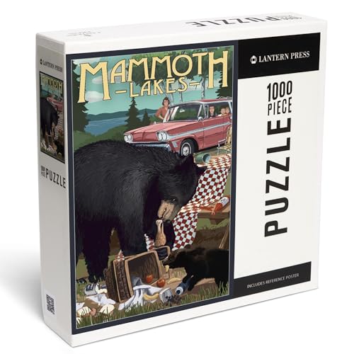 Mammoth Lakes, California, Bear and Picnic Scene (1000 Piece Puzzle, Challenging Jigsaw Puzzle for...