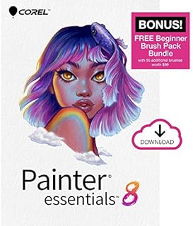 Corel Painter Essentials 8 | Beginner Digital Painting Software | Amazon Exclusive Brush Pack Bundle [PC Download]