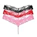 Women's Lace T-Back - G-String Pearl Thongs Panties(Pack of 3)