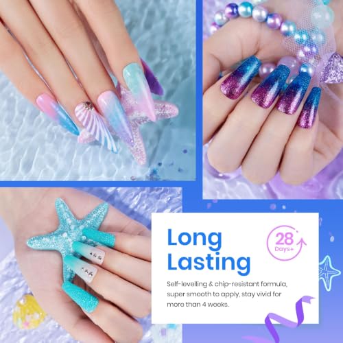 Image of Beetles Purple Gel Nail Polish Set, 20 Colors Mermaid Gel Polish | Blue Green Pink Purple Shimmer Glitter Mermaid Gel Polish Kit with Base Top Coat Soak off Uv Nail Art Spring Gifts for Women