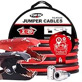 TOPDC Jumper Cables 2 Gauge 20 Feet -40℉ to 167℉ 450Amp Heavy Duty Booster Cables with Carry Bag (2AWG x 20Ft)