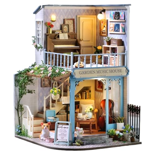 Kit de construcción de casa en miniatura | Mini casa de muñecas de madera | Actividad de encuadernación para padres e hijos, juego de manualidades de madera para adolescentes, niños, adultos y familia