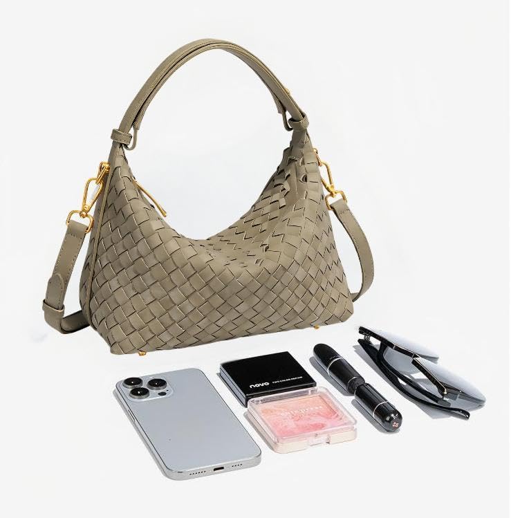 Woven Suede Hobo Purse for Women,Faux Suede Shoulder Bag,Woven Crossbody Bag,Handle Bag with 2 adjustable straps - Image 5