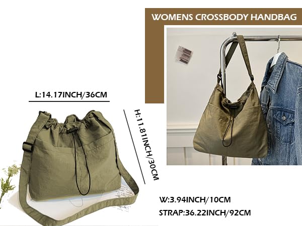 Image of GRINKO Carryall Tote Bag for Women Crossbody Bags Casual Lightweight Shoulder Bag Nylon Hobo Handbags Beige