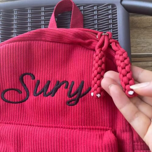Custom Large Capacity Backpack Embroidered Style Corduroy Rucksack Smooth Zippers Personalized Name Multicolorful Bags, Sky Green, Large2