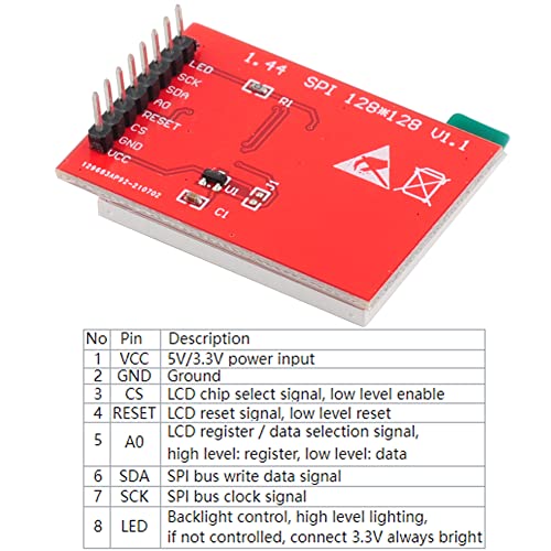 Image of 1.44 inch inch TFT LCD Display Screen SPI Module 3.3V 128x128 ST - 7735S | (Pack of 4) DIYmalls 1.44 inch inch TFT LCD Display Screen Module 3.3V 128x128 4-Wire SPI ST - 7735S for Arduino 2560 ESP32 Board