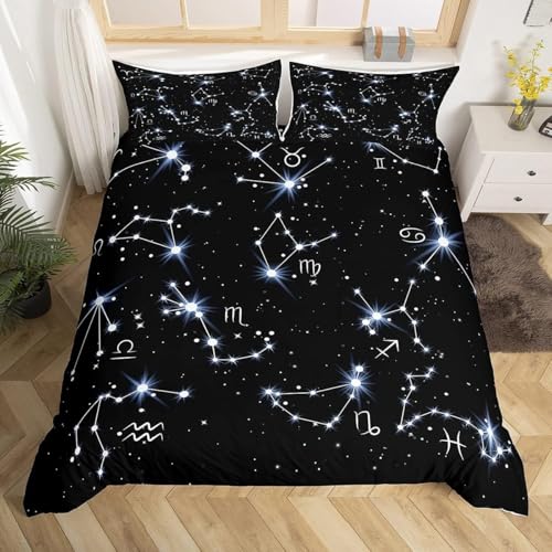 Homemissing Single Decoration Galactic Duvet Cover Constellation Theme Bohemian Duvet Cover Children's Space Flash Bedding Set Astronomy Astrology Decoration