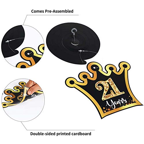Image of Frienda 30 Pcs 21st Birthday Decorations for Him Black Gold Glitter 21st Birthday Foil Swirls Party Supplies Hanging Swirls Ceiling Decor for Her Men Women 21 Year Old Party Supplies