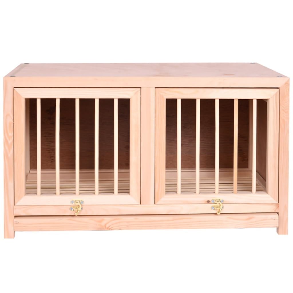 Nido para Palomas con Bandeja extraíble para excrementos, Jaula de Doble Puerta para Palomas mensajeras al Aire Libre, Puerta abatible y pestillo Giratorio, Jaula Ideal para la cría (Natural