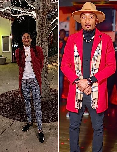 image for Springrain Men's Wool Blend Pea Coat Notched Collar Single Breasted Ov