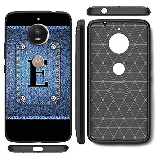 Image of Amazon Brand - Solimo Designer Button Jeans Alphabet-E Printed Soft & Flexible Hybrid Back Case Mobile Cover for Motorola Moto E4 Plus