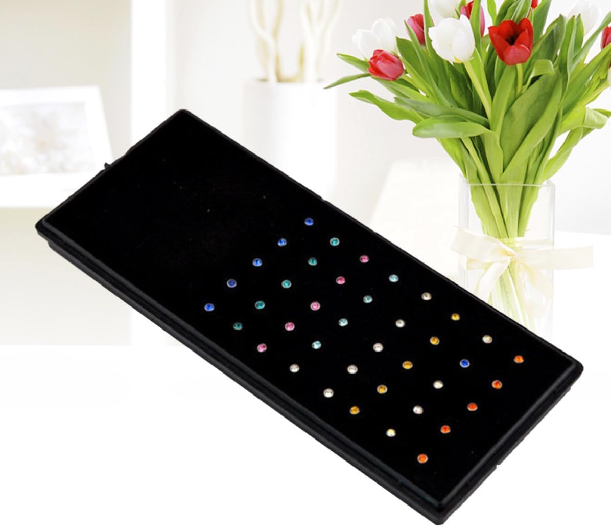 Nose Studs, 40pcs Piercing Jewelry Crystal Embedded Steel
