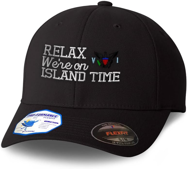 Custom Flexfit Hats for Men & Women Relax Island Time Virgin Islands Embroidery Relax Dad Hat Baseball Cap