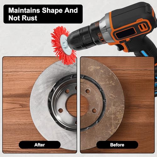 Image of 8 Pack Nylon Filament Abrasive Wire Brush Wheel & Cup Brush Set with 1 /4 Inch Hex Shank, 5 Sizes Nylon Drill Brush Set for Steel Rust Removing, Grill Cleaning, Flaking Paint Refinishing