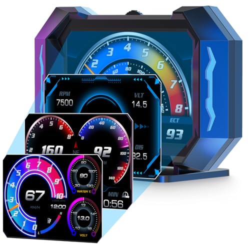 WODHMIEY 3,5' Multifunktionales Auto HUD, Echtzeit-Datenanzeige, MPH & Km/H Geschwindigkeitsumschaltung, Mehrsprachige Unterstützung, Alarme für Geschwindigkeit und RPM, Erhöht die Fahrsicherheit