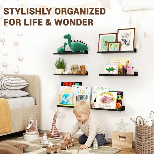 Image of Qukaka Floating Shelves for Wall Decor, 15 inch Wall Shelves for Bedroom, Living Room, Kitchen, Bathroom Decor, Nail Polish /Book /Decoration /Makeup /Perfume Organizer Floating Shelf-3Pack Black