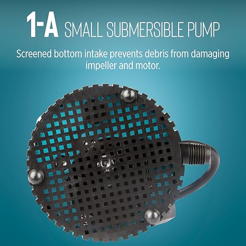 Image of Little Giant 1-A 115 Volt, 1 /200 HP, 170 GPH Small Submersible Permanently Oiled Pump for Fountain, Water Displays and Air Conditioners, 6-Foot Cord, Blue, 500203
