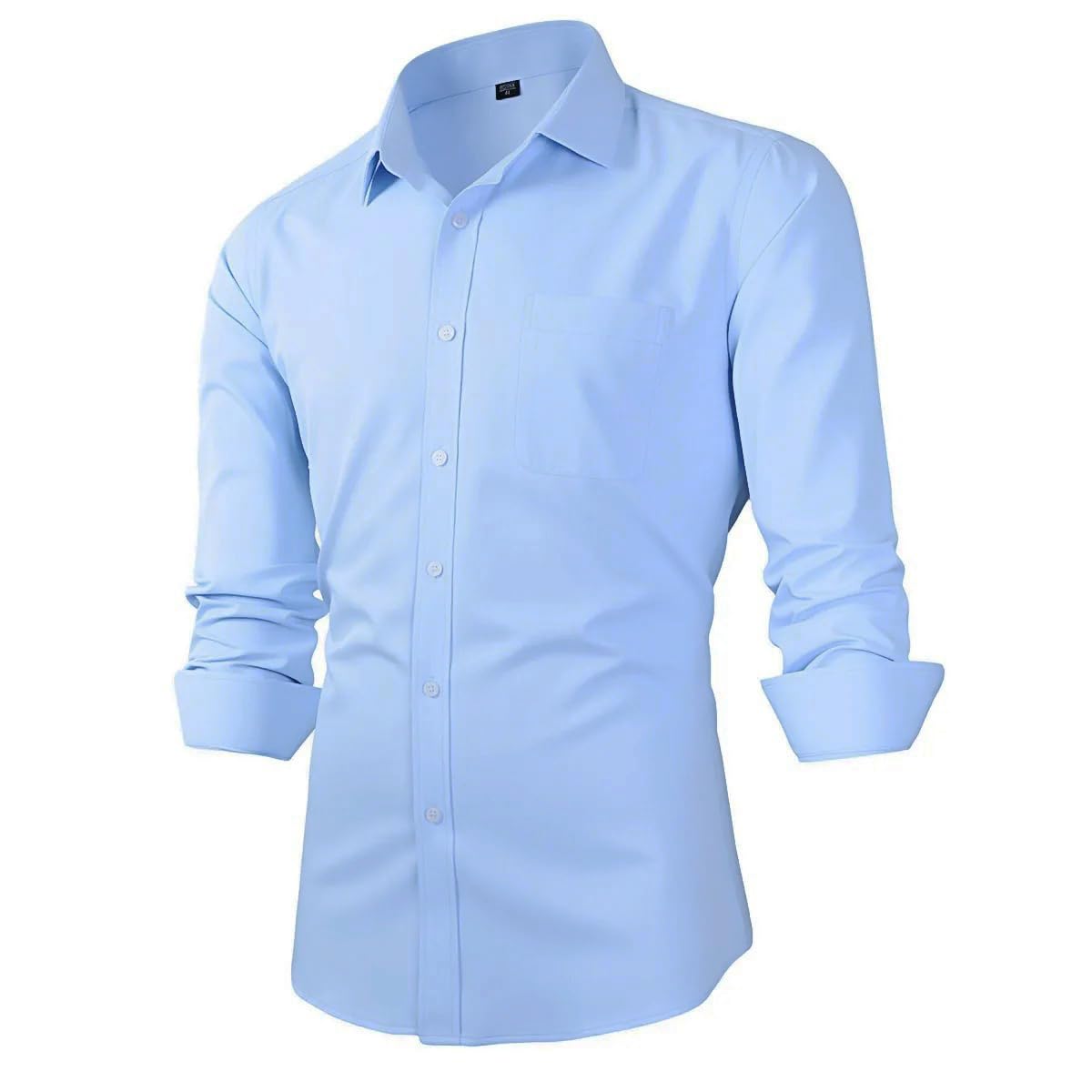 Beninos Mens Slim Fit Solid Point Collar Button Down Dress Shirt