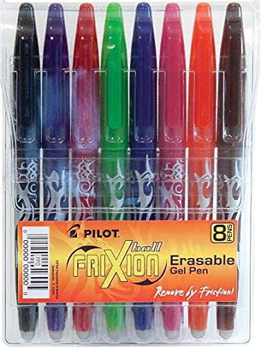 Image of PILOT FriXion Ball Erasable & Refillable Gel Ink Stick Pens, Fine Point, Assorted Color Inks, 8-Pack Pouch (31569)
