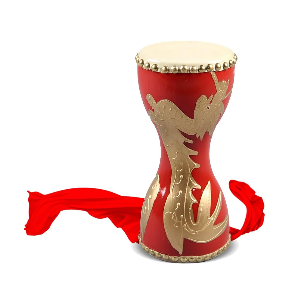 Tambor De Cintura Rojo Con Estampado De Dragón, Utilizado Para Festivales, Celebraciones, Vítores De Fanáticos Y Espectáculos De Danza