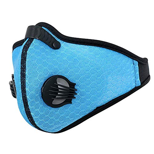 Riloer Máscara antipolvo, máscara facial con filtro de polvo para ciclismo, motocicleta, motocicleta, bicicleta, máscara anticontaminación, filtro antipolvo de media cara, azul