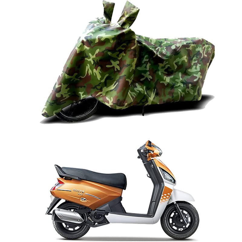 Image of 100% Water Resistant Bike Scooty Two Wheeler Body Cover Compatible for Mahindra Gusto 125 VX CBS /UV-Rays /Heat Protection /Birds Dropping /Scratchproof /Dust Proof /Waterproof /All [Green MJ]