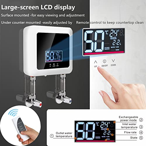 7500W Chauffe-eau électrique instantané pour douche, Chauffe-eau électrique sans réservoir sous évier, mini chauffe eau instantané portable, Chauffe de 30°C à 55°C, Panneau DEL – Image 4